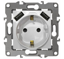 Розетка с заземлением и со шторкой и 2хUSB, без рамки Эра Эра Elegance 14-4109-05