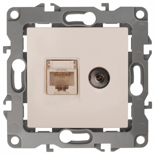 ТВ-розетка и розетка Ethernet RJ-45 без рамки Эра Эра 12 12-3110-02