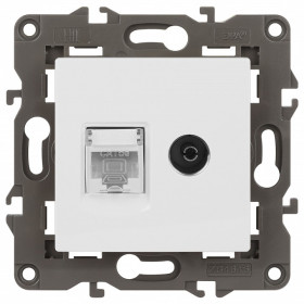 ТВ-розетка и розетка Ethernet RJ-45 без рамки Эра Эра Elegance 14-3110-01