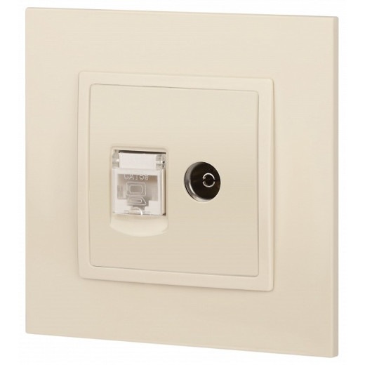 ТВ-розетка и розетка Ethernet RJ-45 без рамки Эра Эра Elegance 14-3110-02