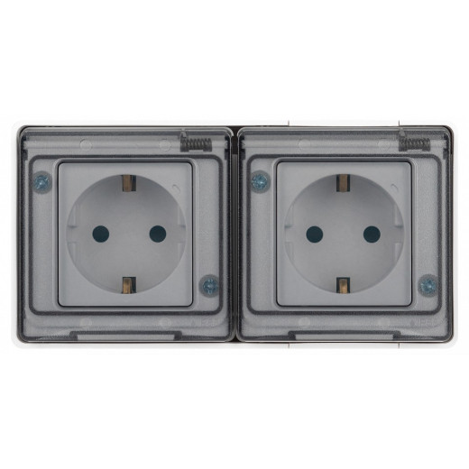 Розетка с заземлением и со шторкой, с крышкой Эра Эра Эксперт 11-2504-01