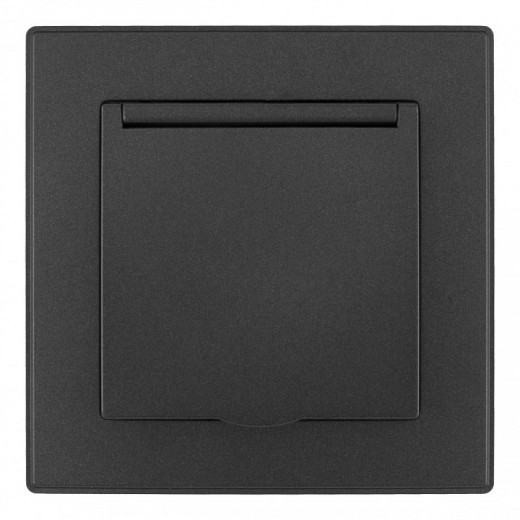 Розетка с заземлением и шторкой, с крышкой Arte Milano SET06-1 SET06-1-41-1 black