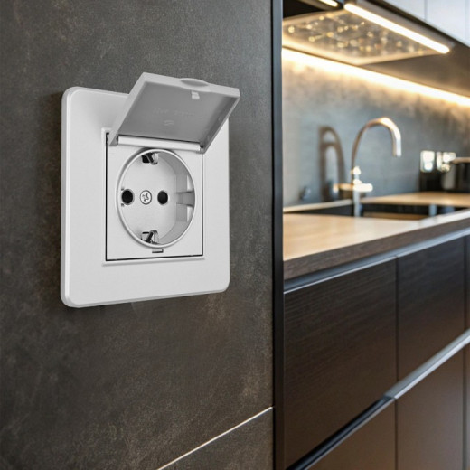 Розетка с заземлением и шторкой, с крышкой Arte Milano SET16-1 SET16-1-41-1 silver