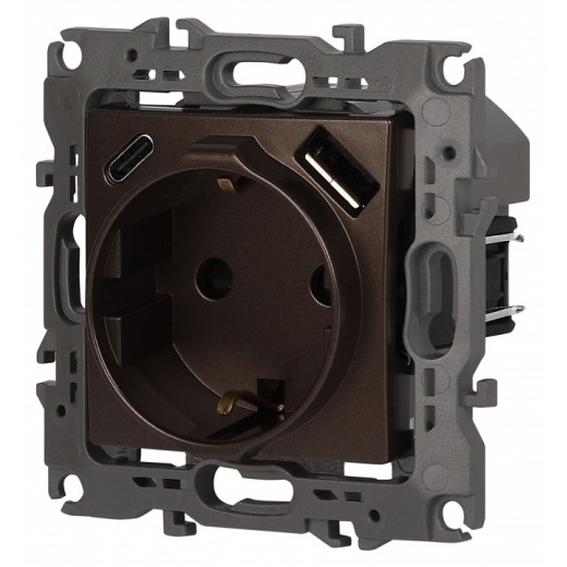 Розетка с заземлением и со шторкой и 2хUSB, без рамки Эра Эра 12 12-4108-13