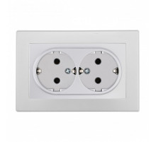 Розетка двойная с заземлением и со шторкой Arte Milano SET06-2 SET06-double-40-2 silver