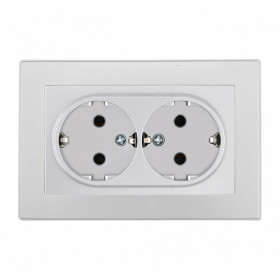 Розетка двойная с заземлением и со шторкой Arte Milano SET06-2 SET06-double-40-2 silver