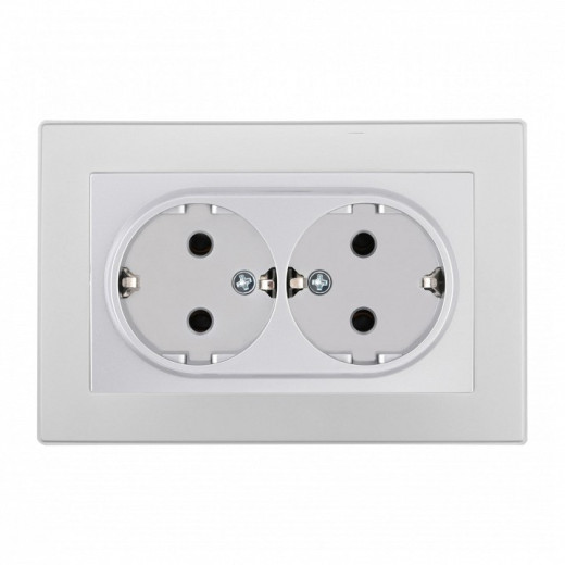 Розетка двойная с заземлением и со шторкой Arte Milano SET06-2 SET06-double-40-2 silver