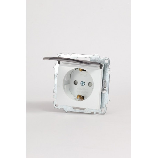 Розетка с заземлением и со шторкой, без рамки с крышкой Elbi Eleсtriс Zena Vega 609-015600-219