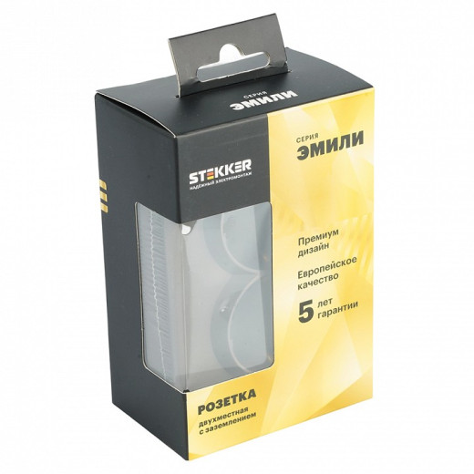 Розетка двойная с заземлением и со шторкой, без рамки Stekker RST16-5114-09 49934