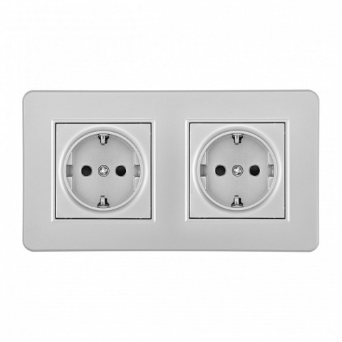 Розетка с заземлением и со шторкой Arte Milano SET16-2 SET16-2-40-1x2 silver