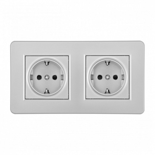 Розетка с заземлением и со шторкой Arte Milano SET16-2 SET16-2-40-1x2 silver