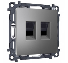 Розетка двойная Ethernet RJ-45 и со шторками, без рамки Ambrella Volt ALFA MA662110