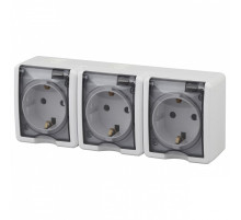 Розетка четверная с заземлением с крышкой Эра Эра Эксперт 11-2405-01