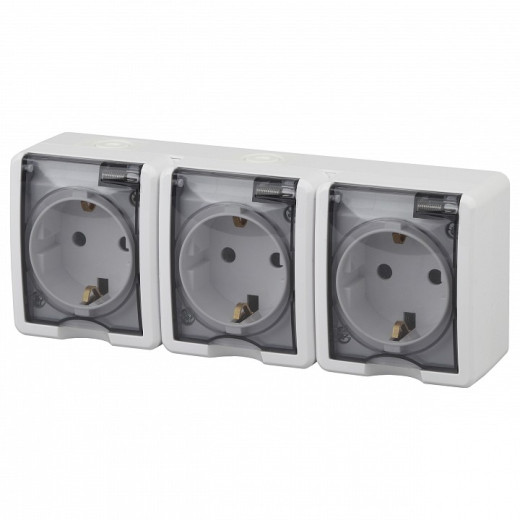 Розетка четверная с заземлением с крышкой Эра Эра Эксперт 11-2405-01