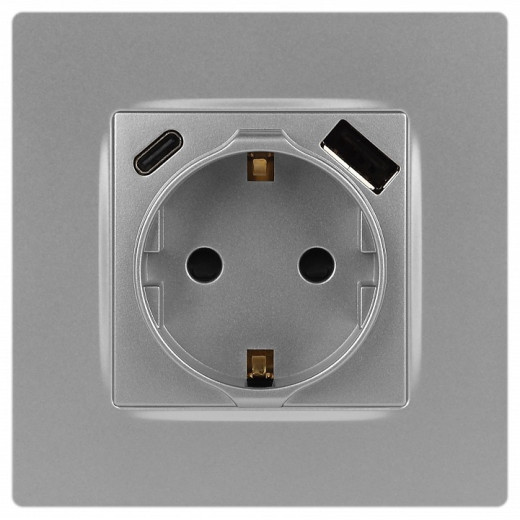 Розетка с заземлением и со шторкой и 2хUSB, без рамки Эра Эра 12 12-4108-03