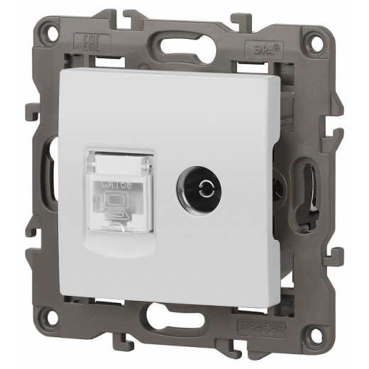 ТВ-розетка и розетка Ethernet RJ-45 без рамки Эра Эра Elegance 14-3110-01М