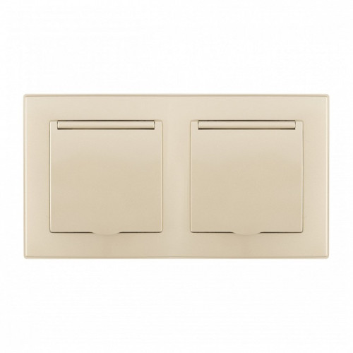 Розетка влагозащищенная с заземлением и со шторкой с крышкой Arte Milano SET06-2 SET06-2-41-1x2 shampan