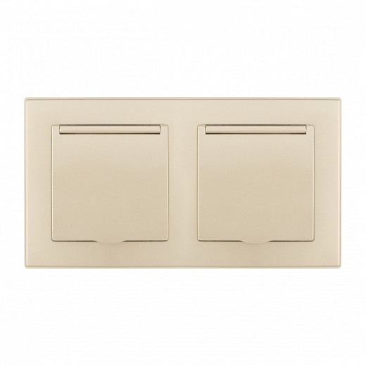 Розетка влагозащищенная с заземлением и со шторкой с крышкой Arte Milano SET06-2 SET06-2-41-1x2 shampan