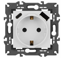 Розетка с заземлением и со шторкой и 2хUSB, без рамки Эра Эра Elegance 14-4108-01