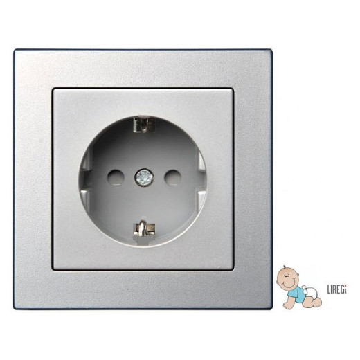 Розетка с заземлением и со шторкой, без рамки LIREGUS EPSILON 28-1753