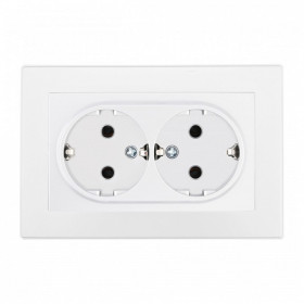 Розетка двойная с заземлением и со шторкой Arte Milano SET06-2 SET06-double-40-2 white