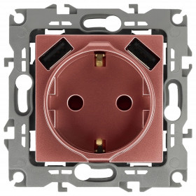 Розетка с заземлением и со шторкой и 2хUSB, без рамки Эра Эра 12 12-4109-14