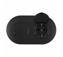 Розетка с заземлением и шторкой, с крышкой Arte Milano SET08-2 SET08-2-41-1x2 black
