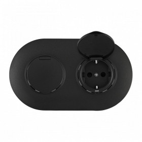 Розетка с заземлением и шторкой, с крышкой Arte Milano SET08-2 SET08-2-41-1x2 black