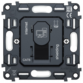 Механизм розетки телефонной RJ-11 со шторкам Ambrella Volt QUANT VM185
