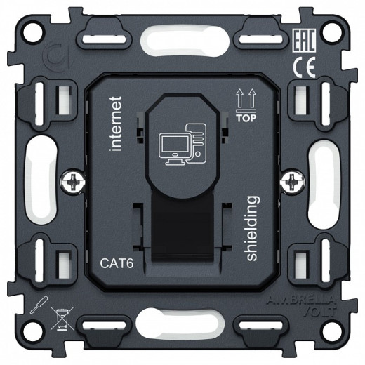 Механизм розетки телефонной RJ-11 со шторкам Ambrella Volt QUANT VM185