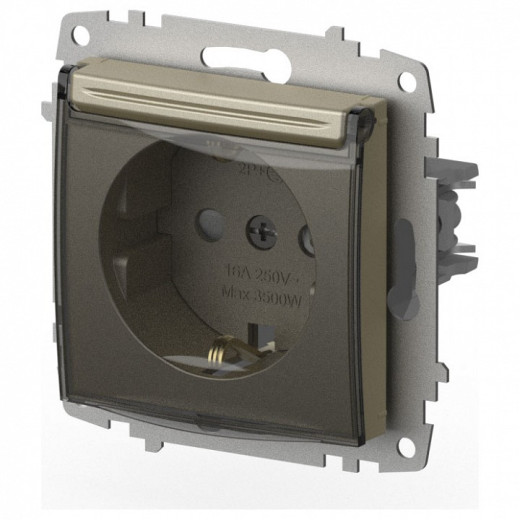 Розетка с заземлением и со шторкой, без рамки с крышкой Elbi Eleсtriс Zena Vega 609-011400-219