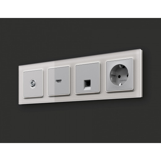 Розетка Ethernet RJ-45 и со шторками, без рамки Ambrella Volt ALFA MA412005