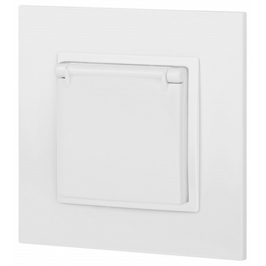 Розетка с заземлением и со шторкой, без рамки с крышкой Эра Эра Elegance 14-2103-01М