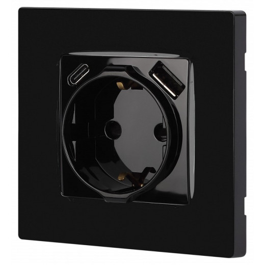 Розетка с заземлением и со шторкой и 2хUSB, без рамки Эра Эра 12 12-4108-06