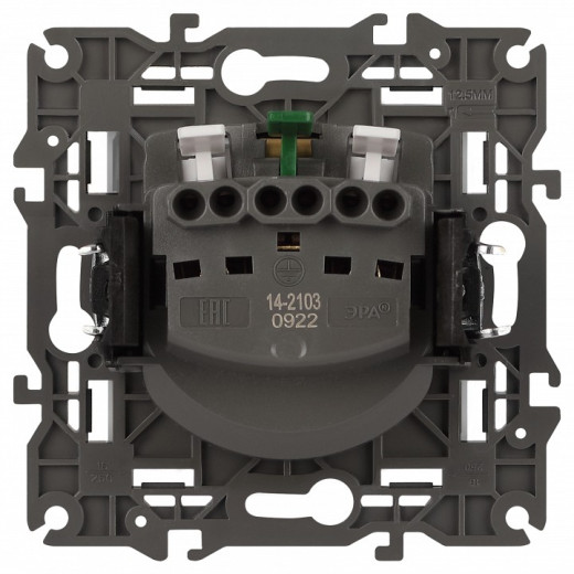 Розетка с заземлением и со шторкой, без рамки с крышкой Эра Эра Elegance 14-2103-01