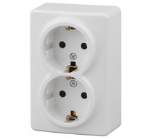 Розетка двойная с заземлением Эра Эра Эксперт 11-2205-01
