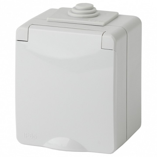 Розетка с заземлением с крышкой Эра Эра Эксперт 11-2601-03