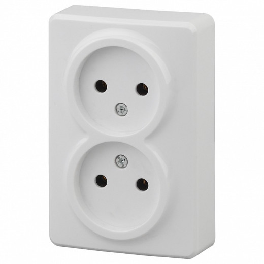 Розетка двойная без заземления Эра Эра Эксперт 11-2202-01
