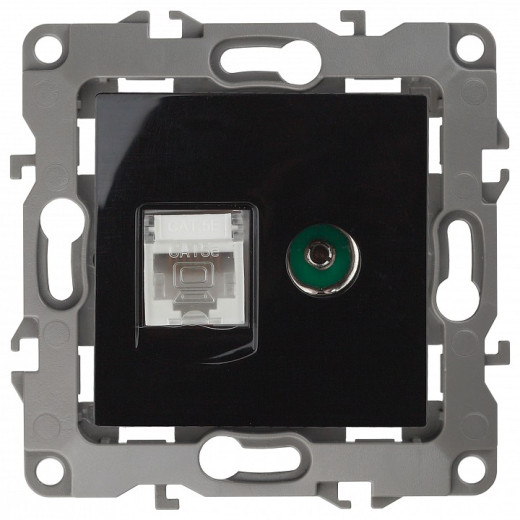 ТВ-розетка и розетка Ethernet RJ-45 без рамки Эра Эра 12 12-3110-06