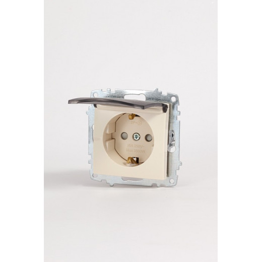 Розетка с заземлением и со шторкой, без рамки с крышкой Elbi Eleсtriс Zena Vega 609-010300-219