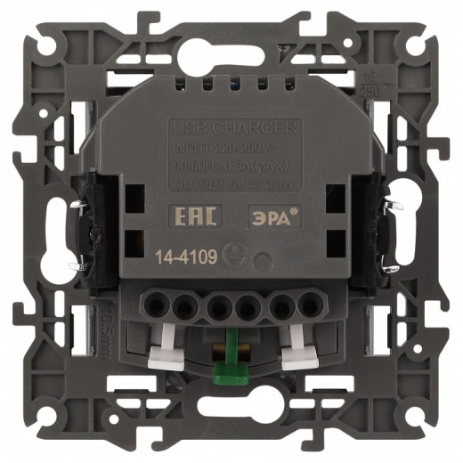 Розетка с заземлением и со шторкой и 2хUSB, без рамки Эра Эра Elegance 14-4109-16