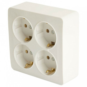 Розетка четверная с заземлением Stekker София 49310