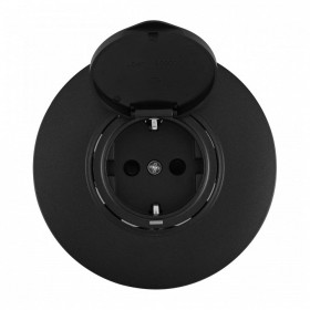 Розетка с заземлением и шторкой, с крышкой Arte Milano SET08-1 SET08-1-41-1 black
