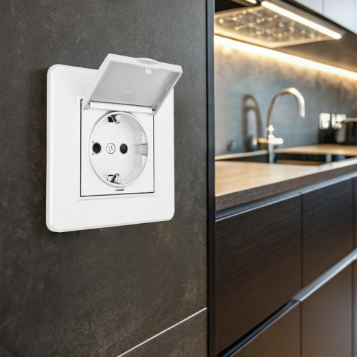 Розетка с заземлением и шторкой, с крышкой Arte Milano SET16-1 SET16-1-41-1 white