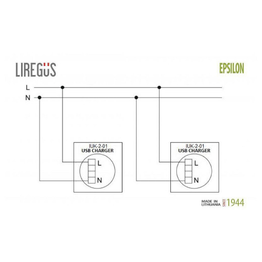 Розетка 2хUSB type A без рамки LIREGUS EPSILON 28-3242