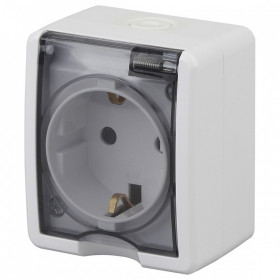 Розетка с заземлением с крышкой Эра Эра Эксперт 11-2401-01