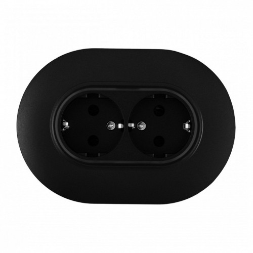 Розетка двойная с заземлением и со шторкой Arte Milano SET08-2 SET08-double-40-2 black