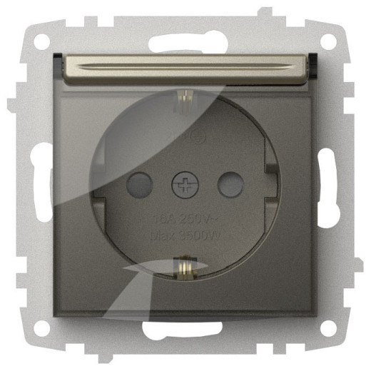 Розетка с заземлением и со шторкой, без рамки с крышкой Elbi Eleсtriс Zena Vega 609-011400-219