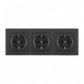 Розетка с заземлением и со шторкой Arte Milano SET06-3 SET06-3-40-1x3 black