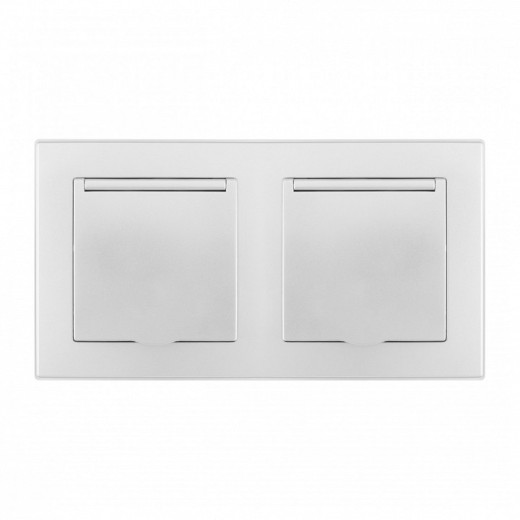 Розетка влагозащищенная с заземлением и со шторкой с крышкой Arte Milano SET06-2 SET06-2-41-1x2 silver